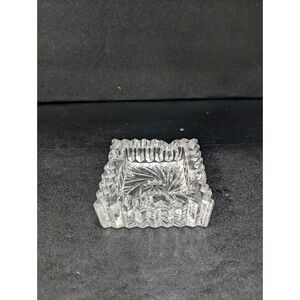 Swirl Star Ashtray, Vintage Glass Cigar Tray, Heavy Clear Glass Cigarette Holder